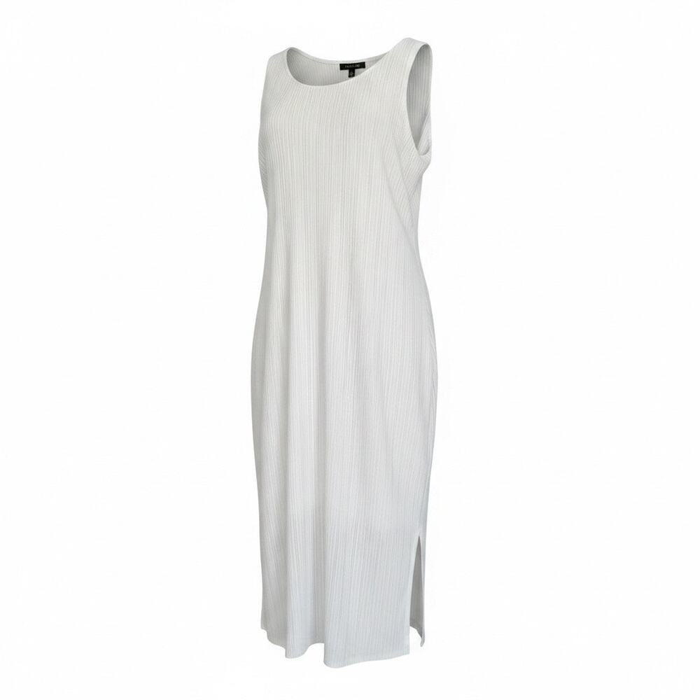 Michael Kors White Ribbed Midi Dress Sleeveless Size L Resort Summer Minimalist